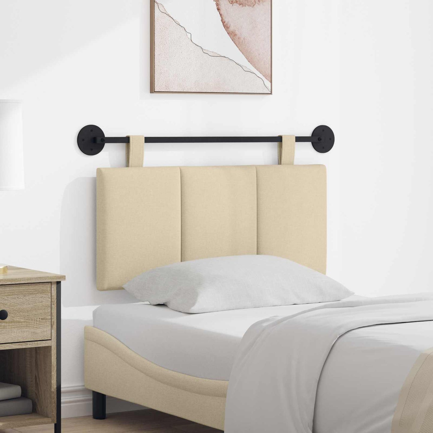 Testata appesa Montaggio a parete Crema 90 x 55 x 5 cm Tessuto