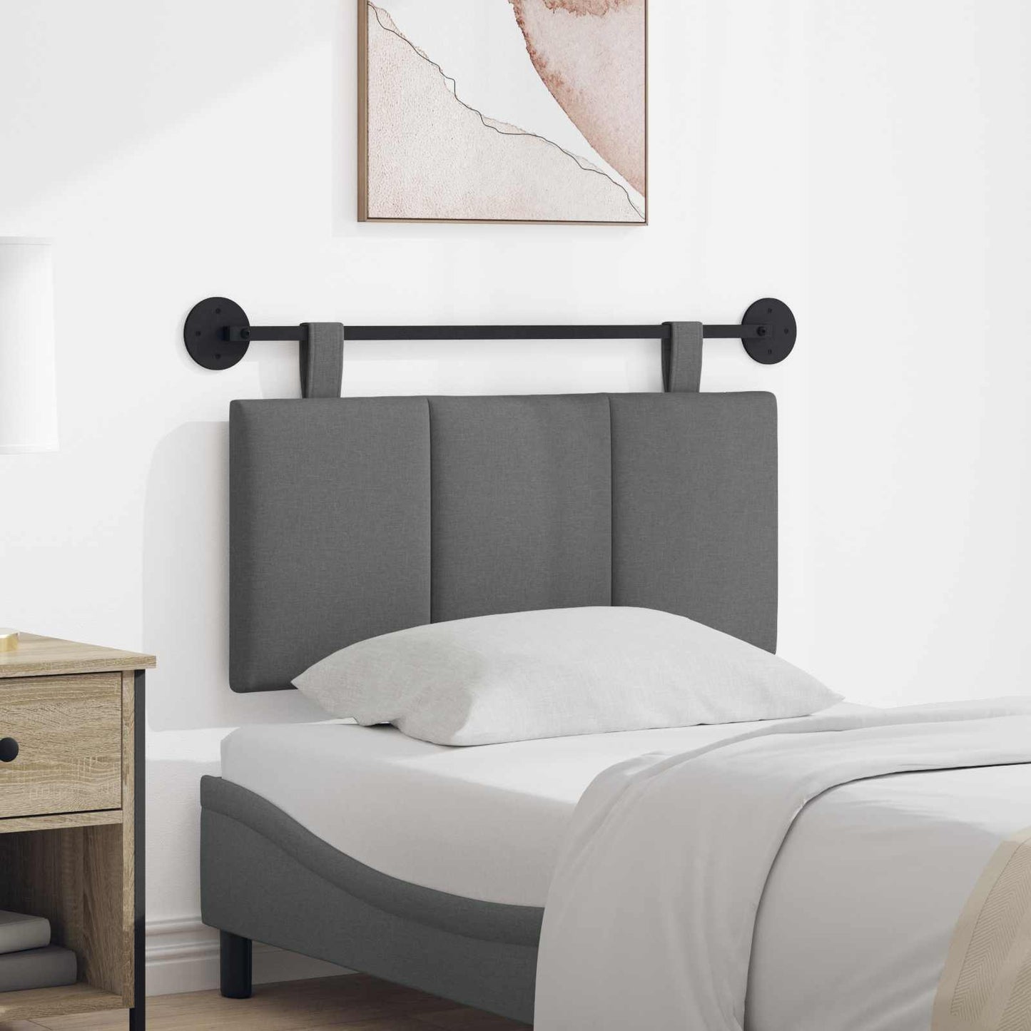 Testata appesa Rigato Grigio scuro 100 x 55 x 5 cm Tessuto
