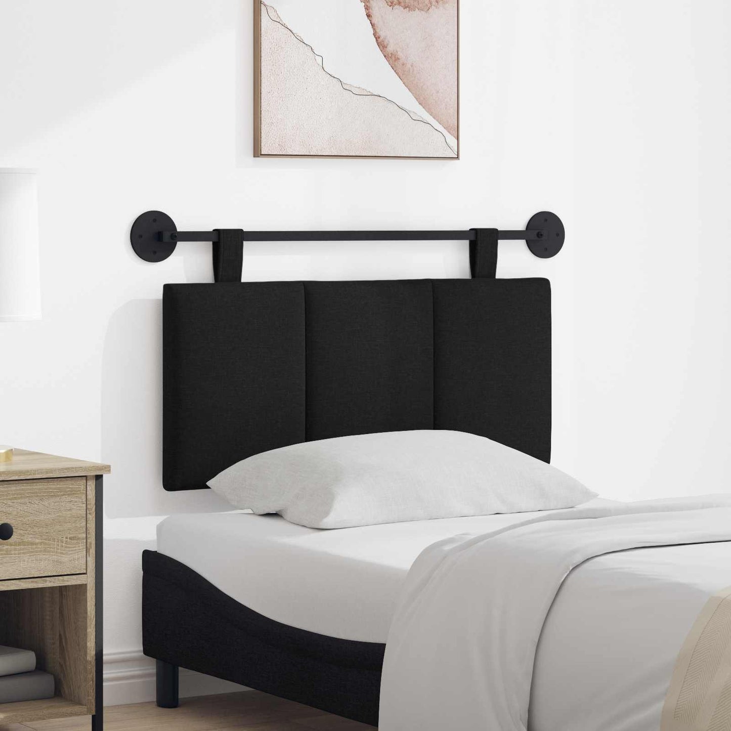 Testata appesa Montaggio a parete Nero 100 x 55 x 5 cm Tessuto