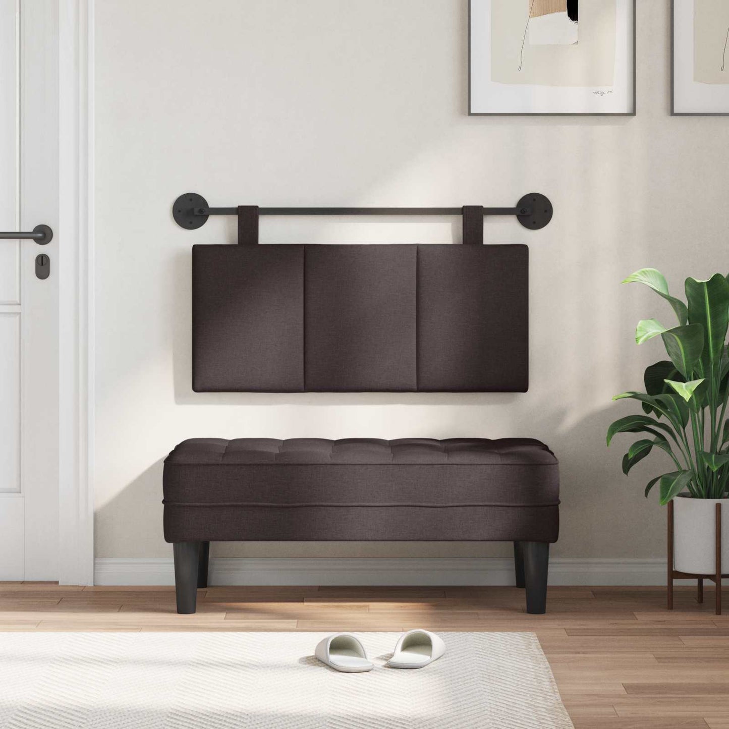 Testata appesa Rigato Marrone Scuro 100 x 55 x 5 cm Tessuto