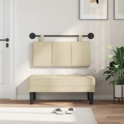 Testata appesa Montaggio a parete Crema 100 x 55 x 5 cm Tessuto