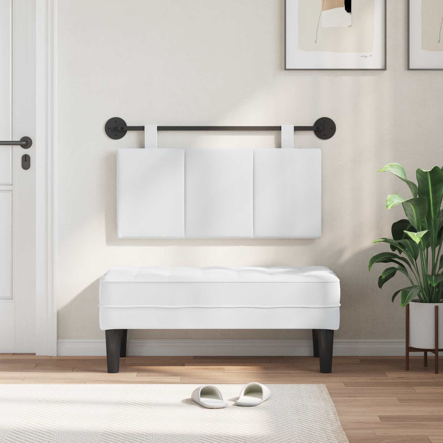 Testata appesa Rigato Bianco 100 x 55 x 5 cm Tessuto