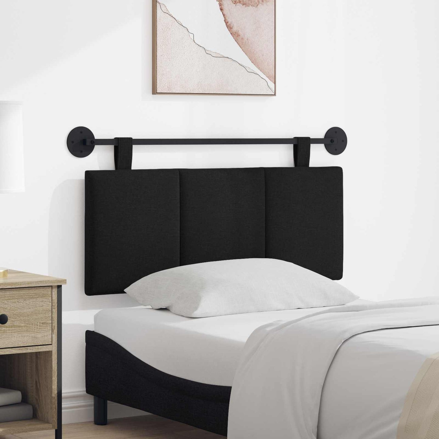 Testata appesa Montaggio a parete Nero 110 x 55 x 5 cm Tessuto