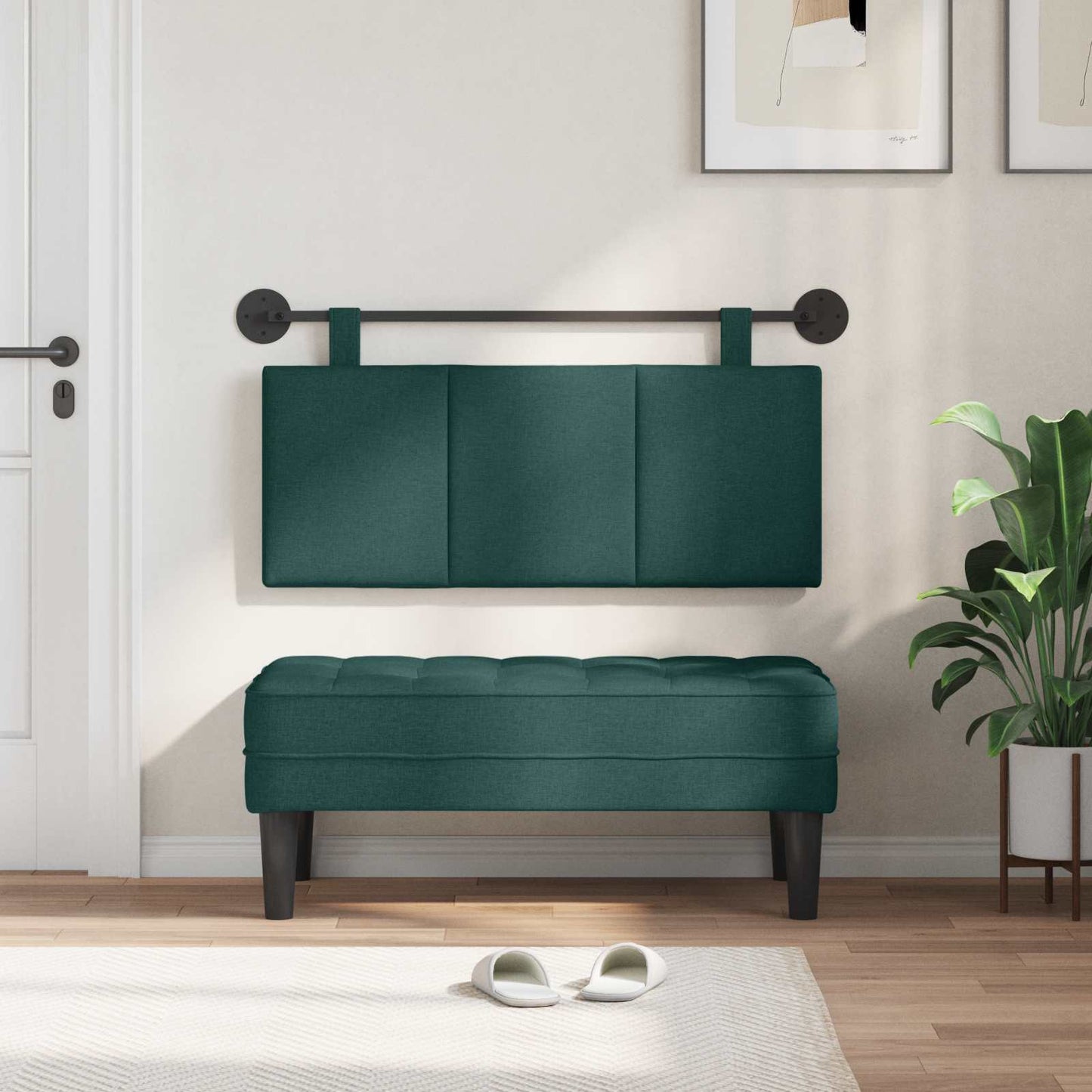 Testata appesa Rigato Verde Scuro 110 x 55 x 5 cm Tessuto