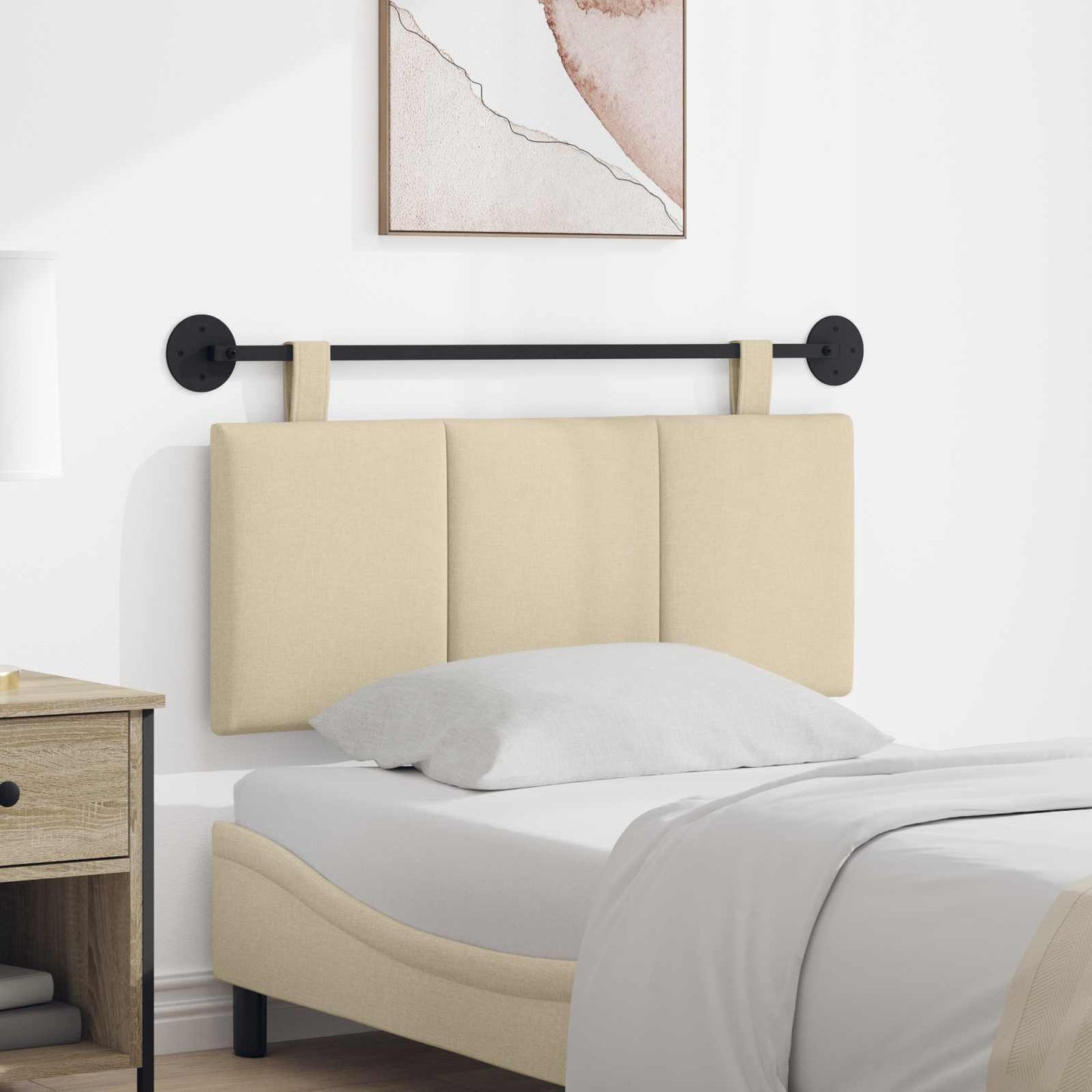 Testata appesa Montaggio a parete Crema 110 x 55 x 5 cm Tessuto