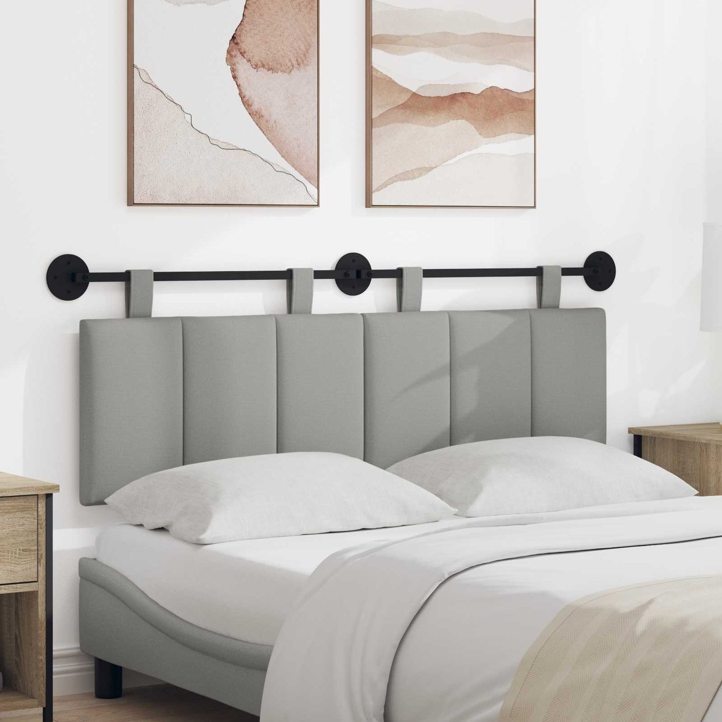 Testata appesa Rigato Grigio Nuvola 150 x 55 x 5 cm Tessuto