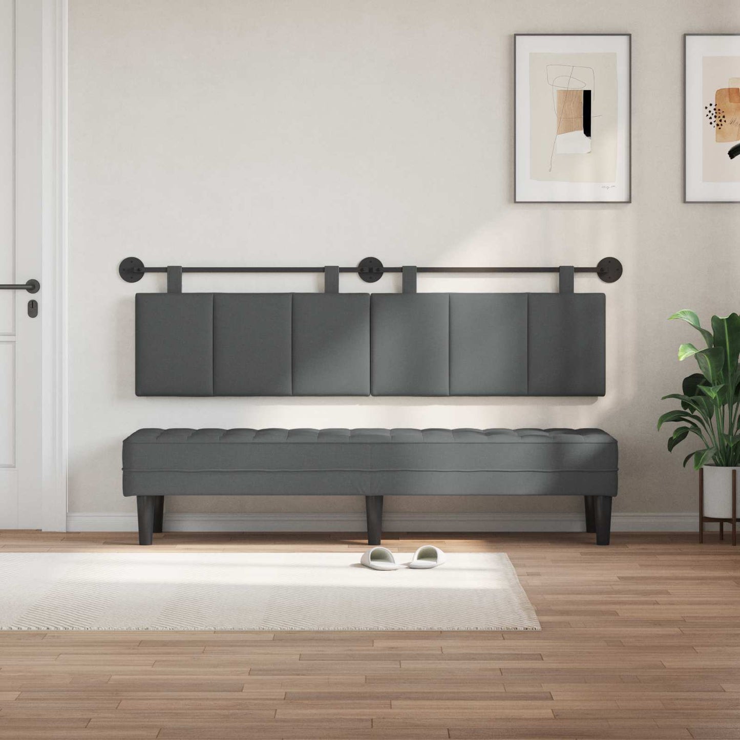 Testata appesa Rigato Grigio scuro 170 x 55 x 5 cm Tessuto