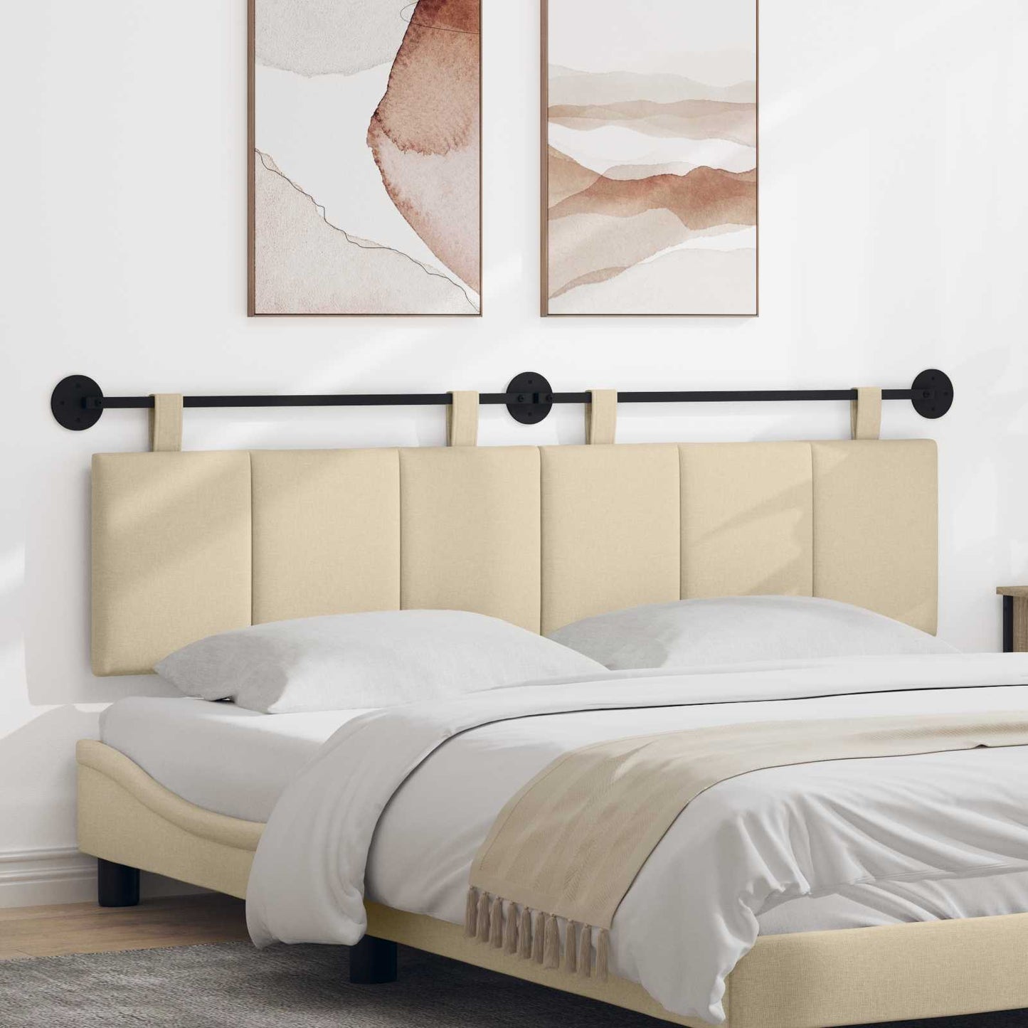 Testata appesa Montaggio a parete Crema 170 x 55 x 5 cm Tessuto