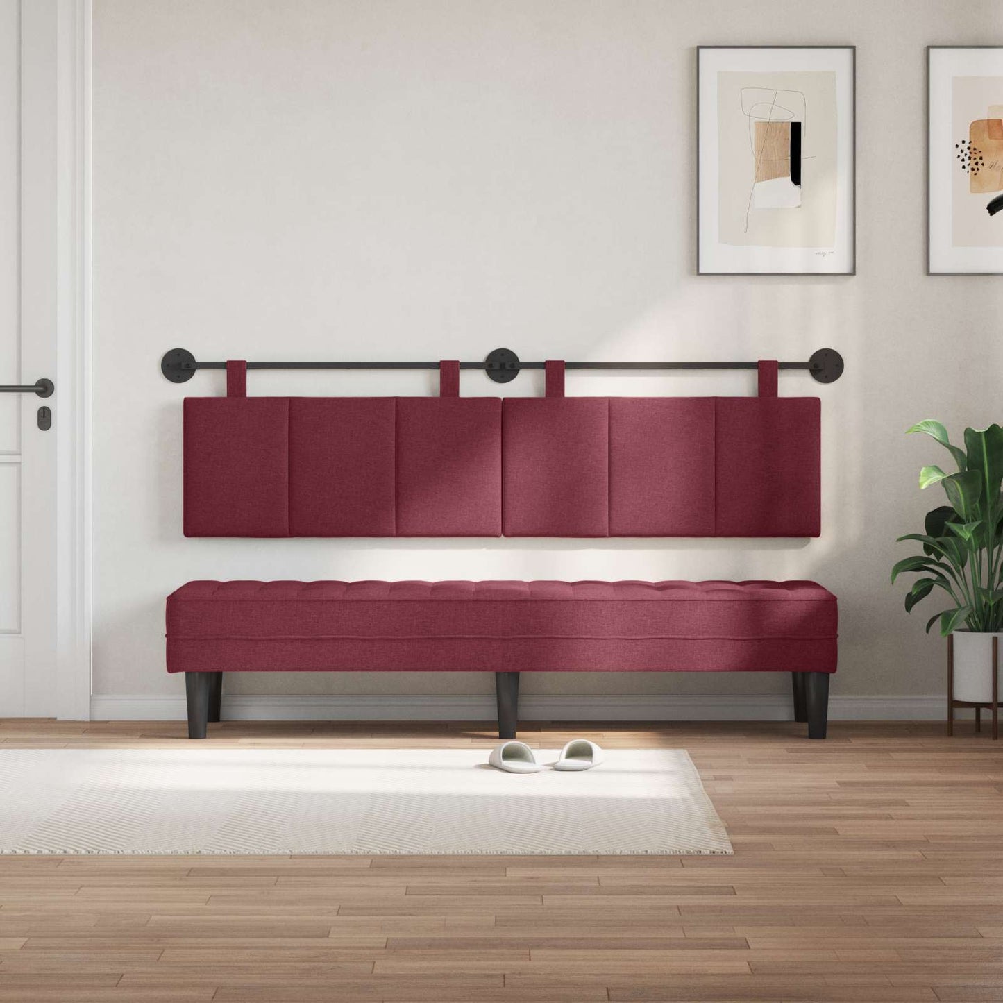 Testata appesa Rigato Rosso Vino 190 x 55 x 5 cm Tessuto