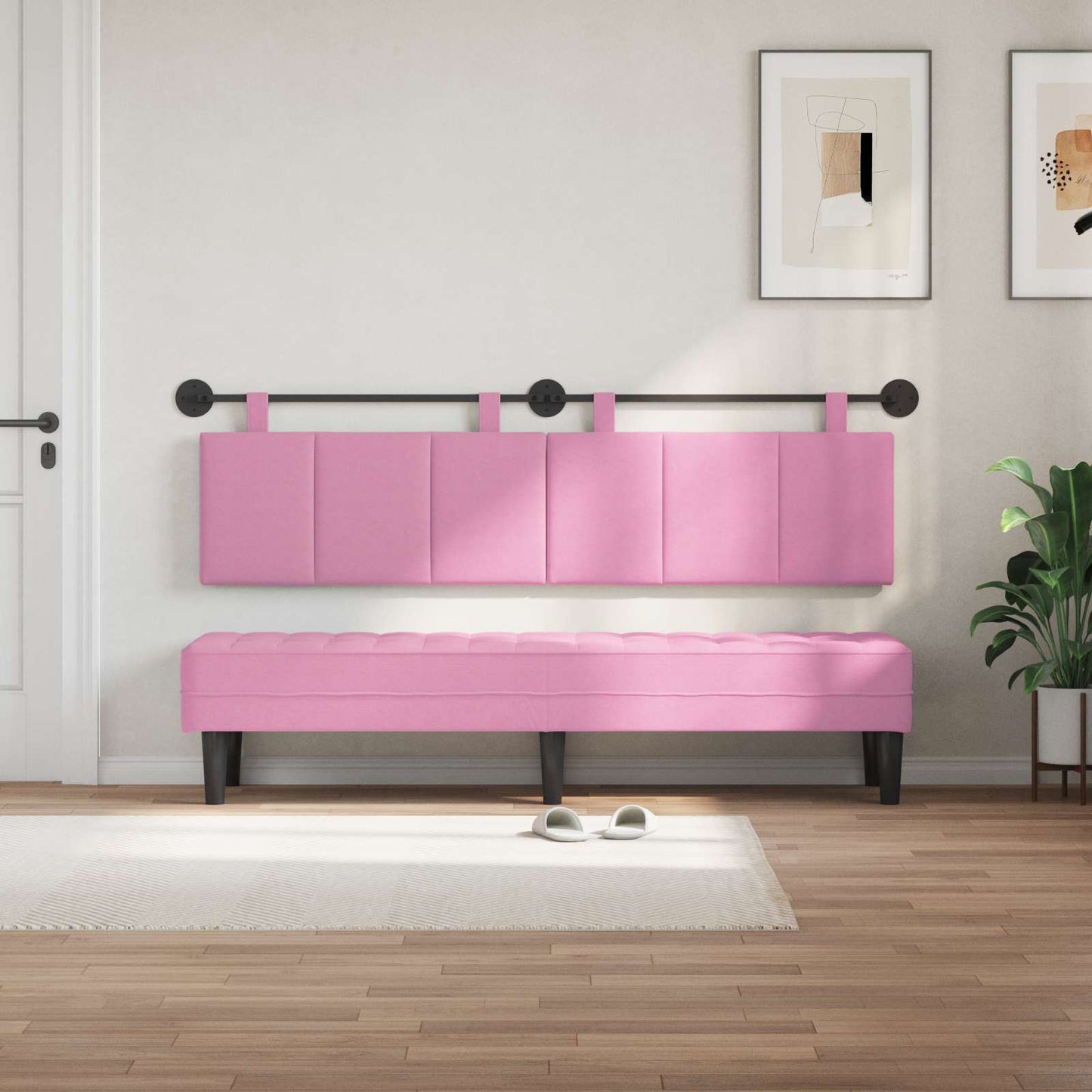 Testata appesa Montaggio a parete Rosa 190 x 55 x 5 cm Tessuto