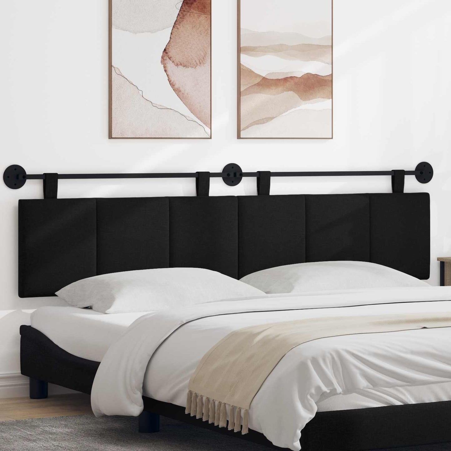Testata appesa Montaggio a parete Nero 210 x 55 x 5 cm Tessuto
