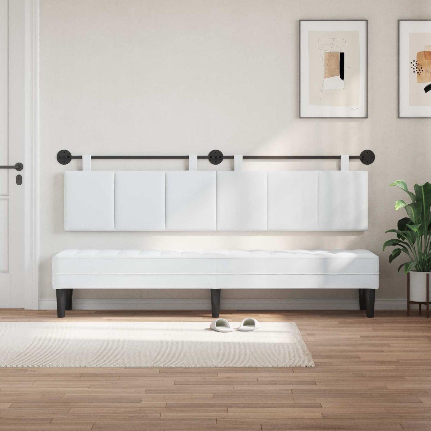 Testata appesa Rigato Bianco 210 x 55 x 5 cm Tessuto