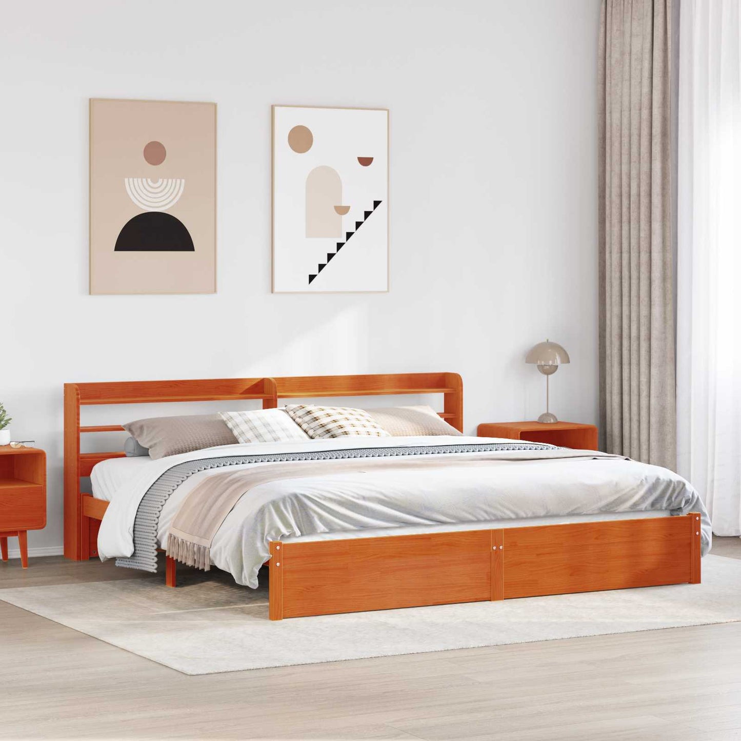 Struttura del letto 2 pcs Marrone cerato Legno di Pino Massello