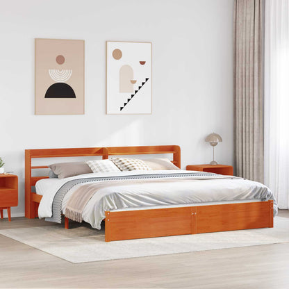 Struttura del letto 2 pcs Marrone cerato Legno di Pino Massello