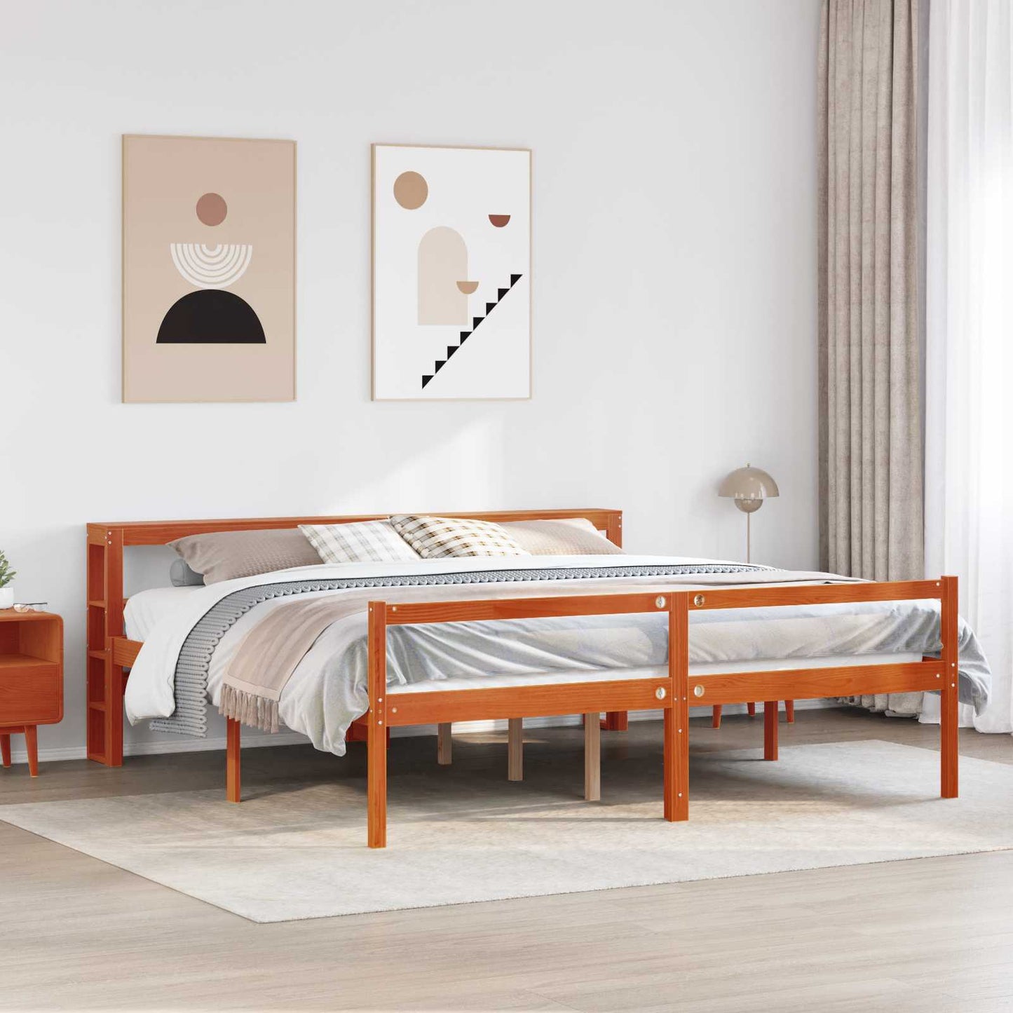 Struttura del letto 2 pcs Marrone cerato Legno di Pino Massello