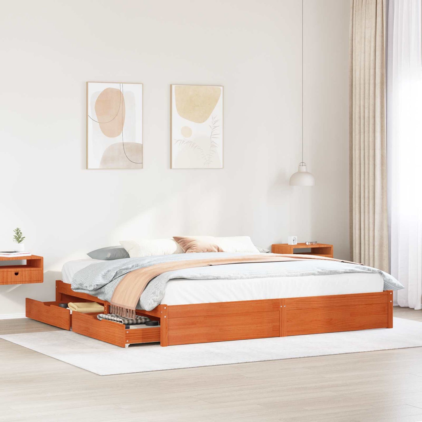 Struttura del letto con cassetto Marrone cerato 200 x 200 cm