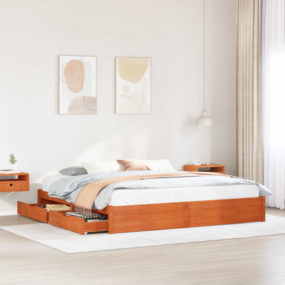 Struttura del letto con cassetto Marrone cerato 200 x 200 cm
