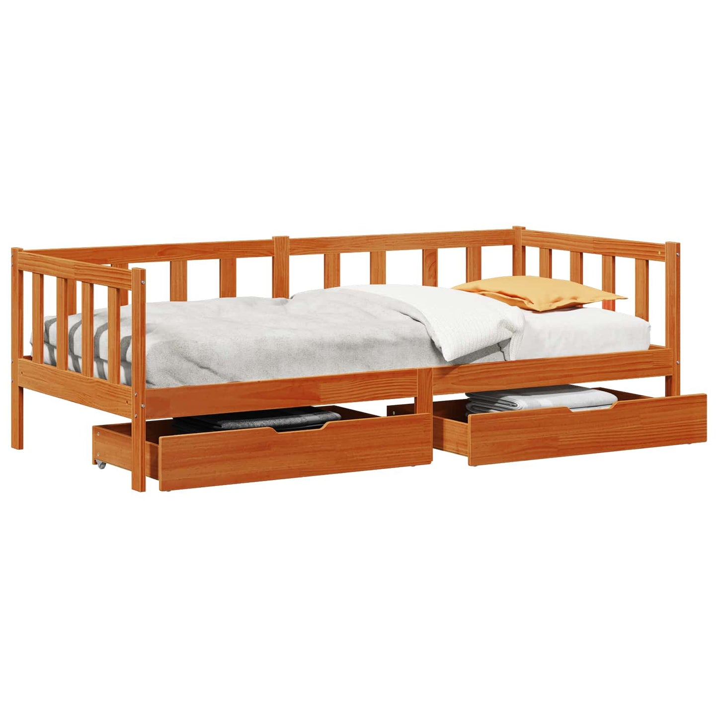 Daybed con testiera 3 pcs Marrone cerato Legno di Pino Massello