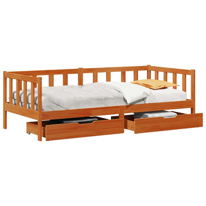 Daybed con testiera 3 pcs Marrone cerato Legno di Pino Massello