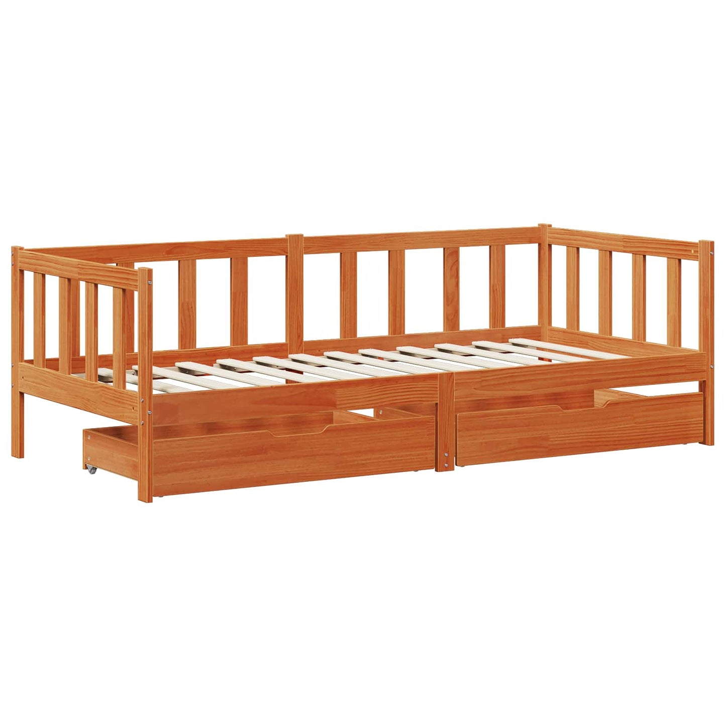Daybed con testiera 3 pcs Marrone cerato Legno di Pino Massello