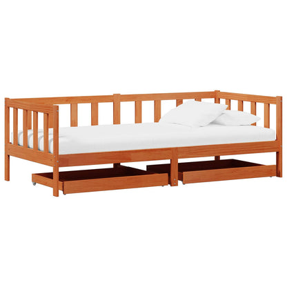 Letto Giorno 3 pcs Marrone cerato Legno di Pino Massello