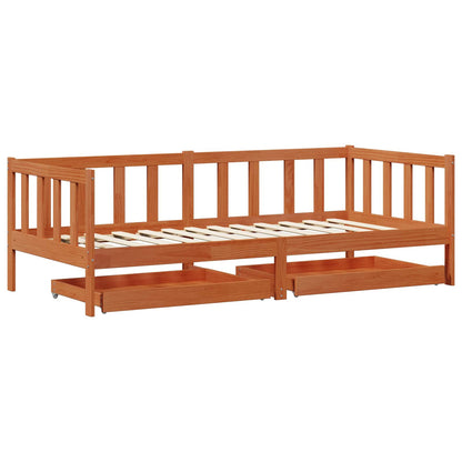 Letto Giorno 3 pcs Marrone cerato Legno di Pino Massello