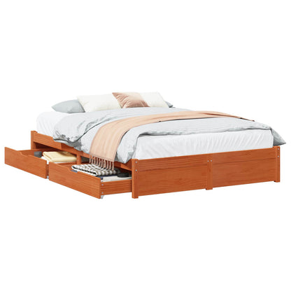 Struttura del letto 3 pcs Marrone cerato Legno di Pino Massello