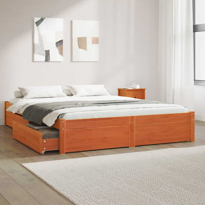 Struttura del letto con cassetto Marrone cerato 140 x 200 cm