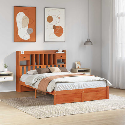 Libreria Struttura Letto con testiera Marrone Cera 200 x 140 cm