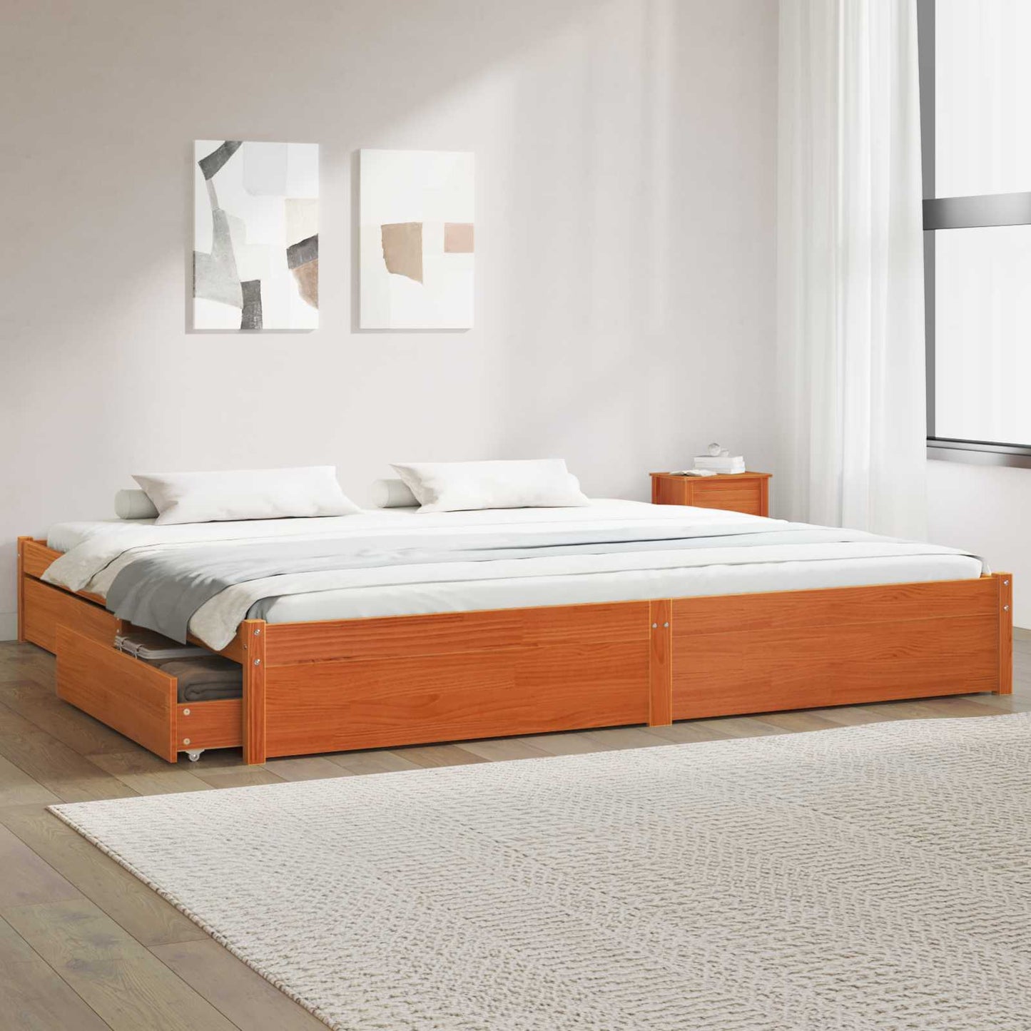 Struttura del letto con cassetto Marrone cerato 200 x 200 cm