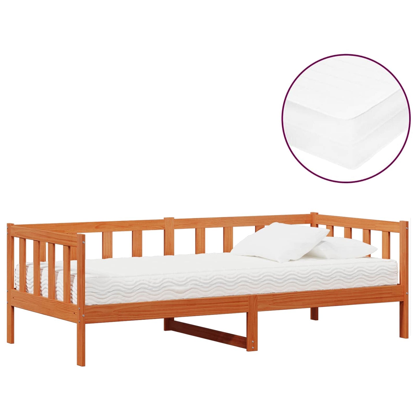 Letto Giorno con materasso Marrone Cera e Bianco 90 x 200 cm