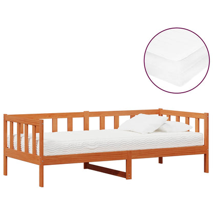 Letto Giorno con materasso Marrone Cera e Bianco 90 x 200 cm