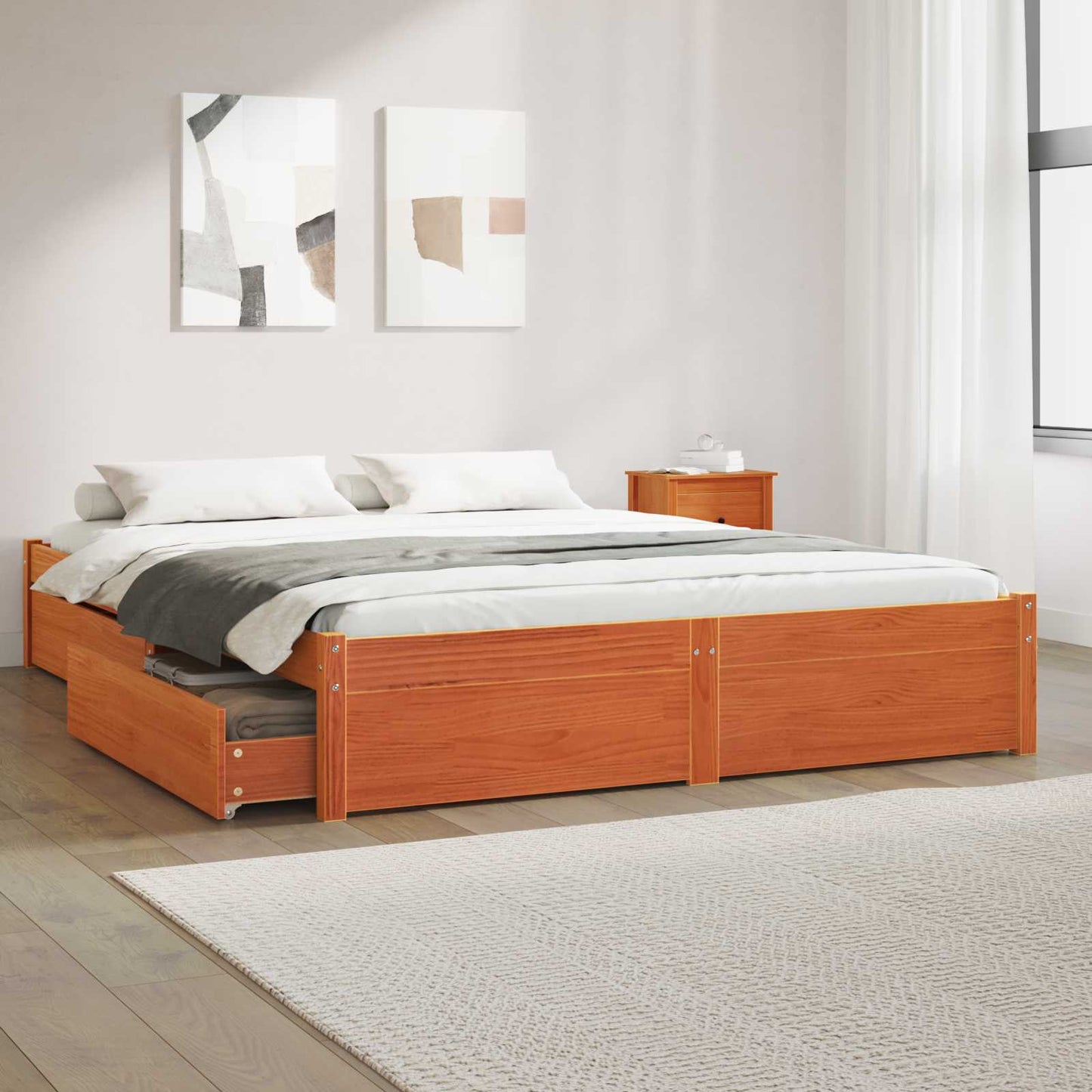Struttura del letto con cassetto Marrone cerato 150 x 200 cm