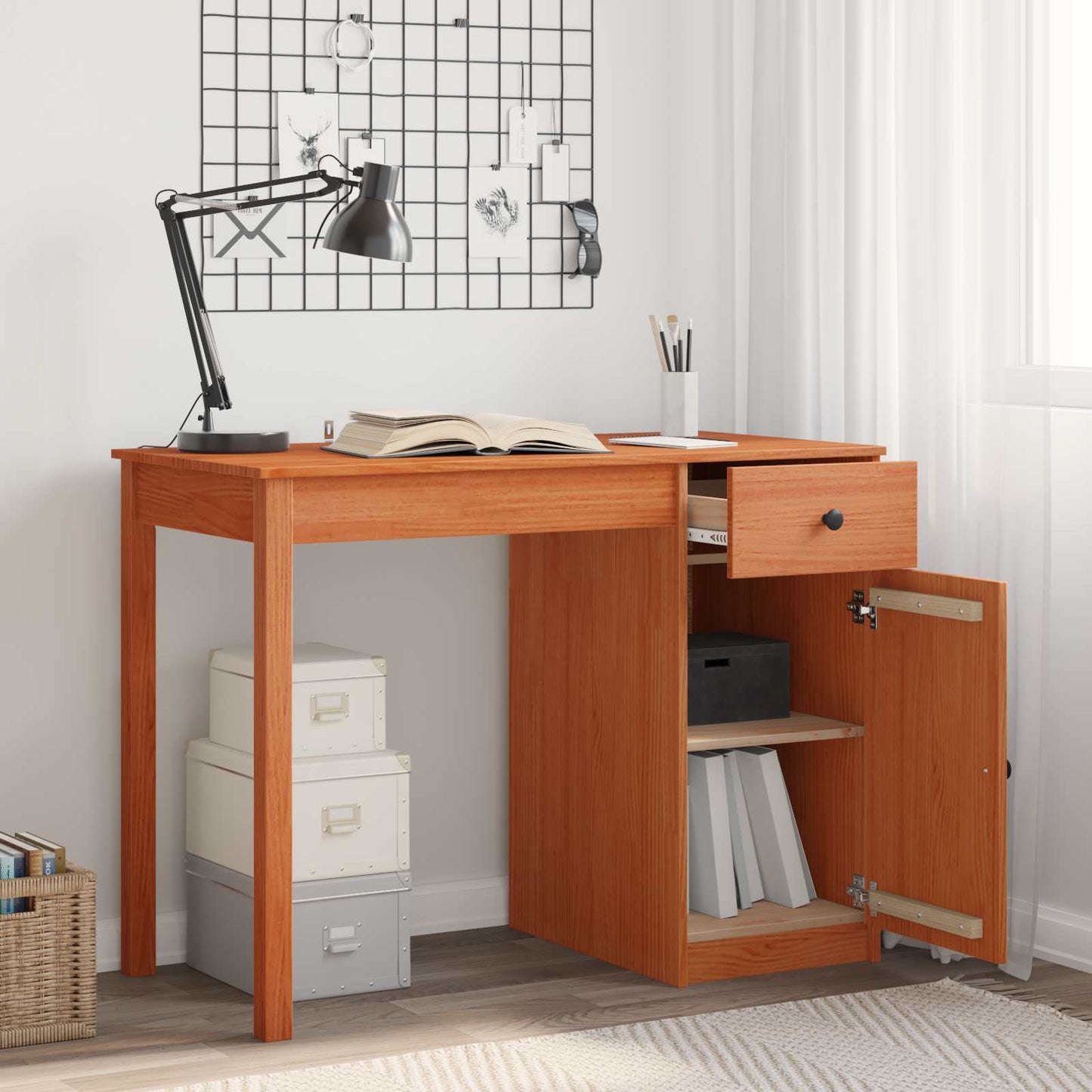 Scrivania Marrone Cera 100 x 50 x 74 cm Legno di pino massiccio