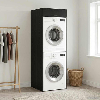 Mobiletto per lavatrice Rovere Nero 67,5 x 68 x 200 cm