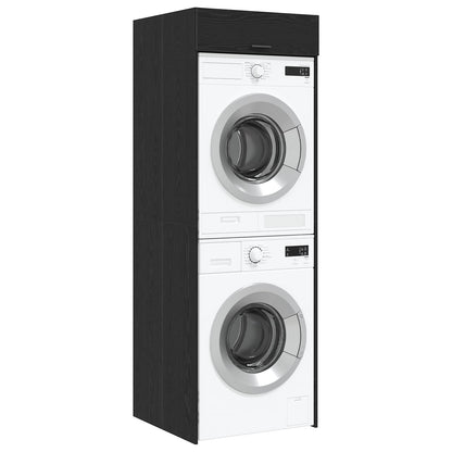 Mobiletto per lavatrice Rovere Nero 67,5 x 68 x 200 cm