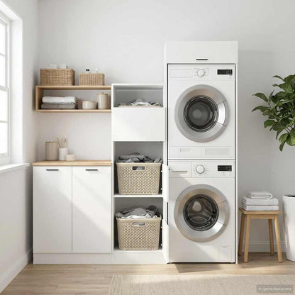 Set di armadi per lavanderia 2 pcs Bianco Legno ingegnerizzato