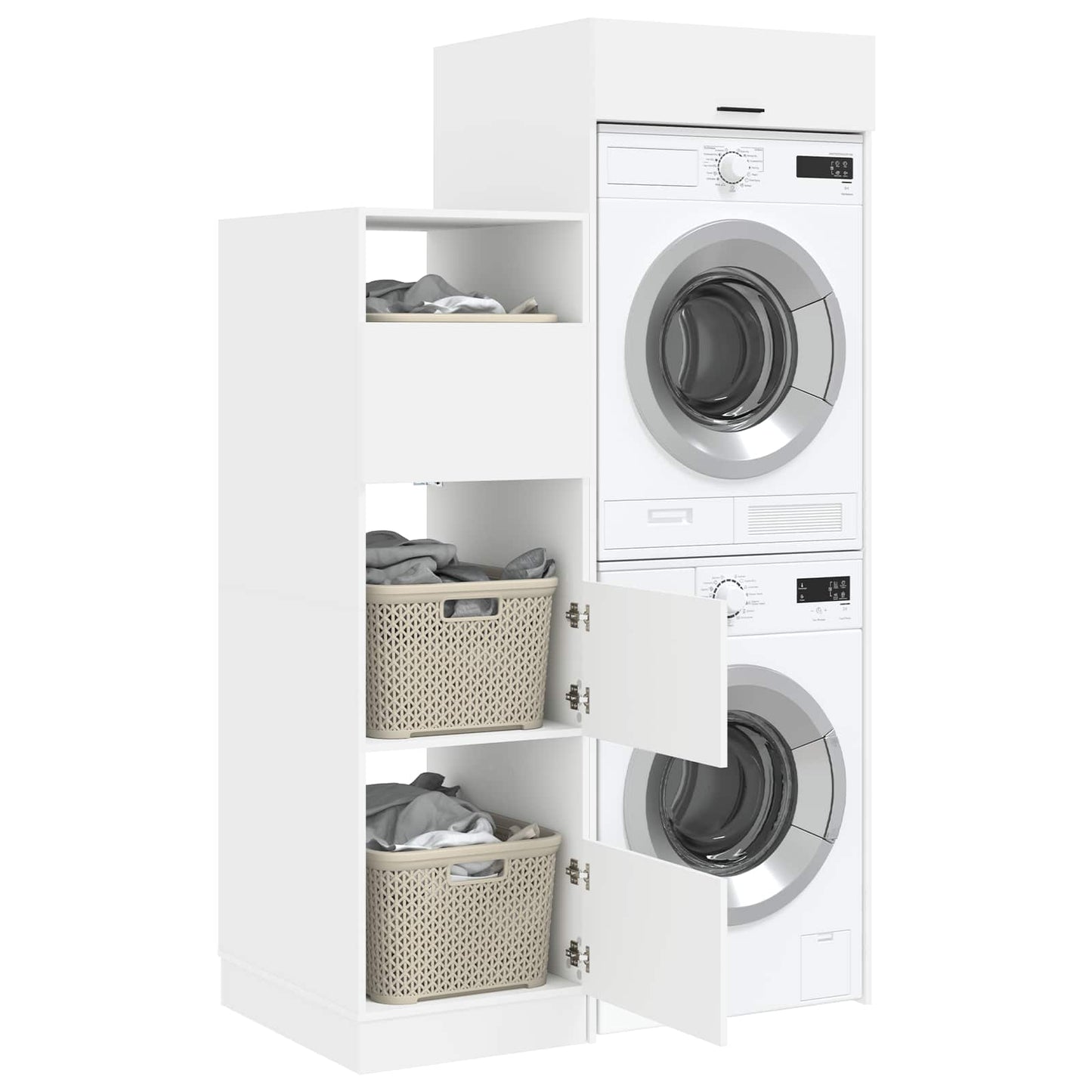 Set di armadi per lavanderia 2 pcs Bianco Legno ingegnerizzato