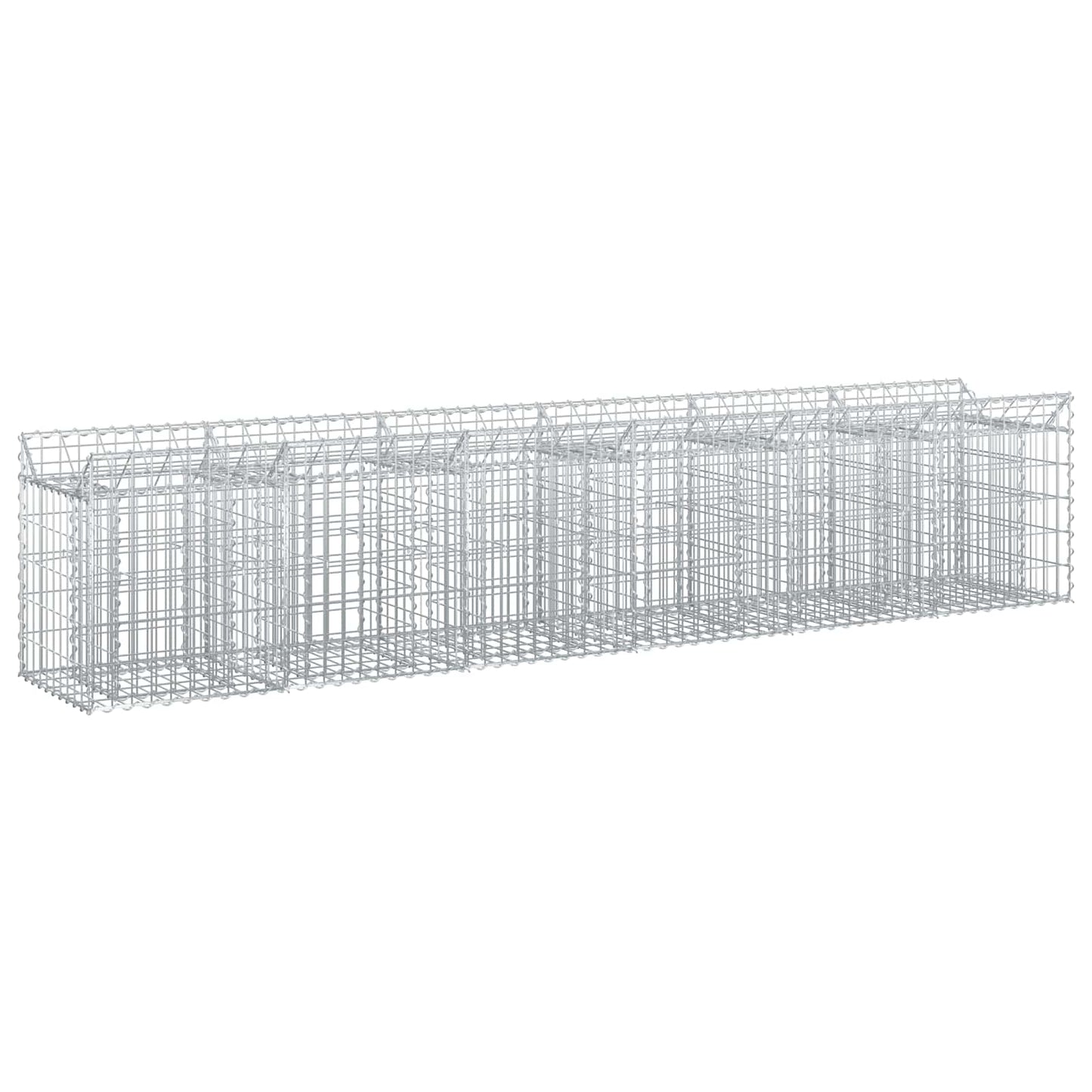 Letto rialzato in gabbione 2 pcs Argento 300 x 50 x 60 cm
