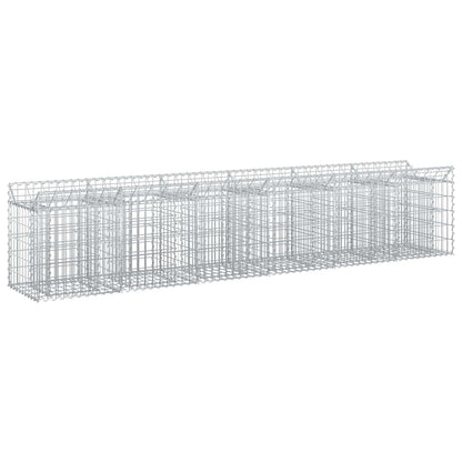Letto rialzato in gabbione 2 pcs Argento 300 x 50 x 60 cm