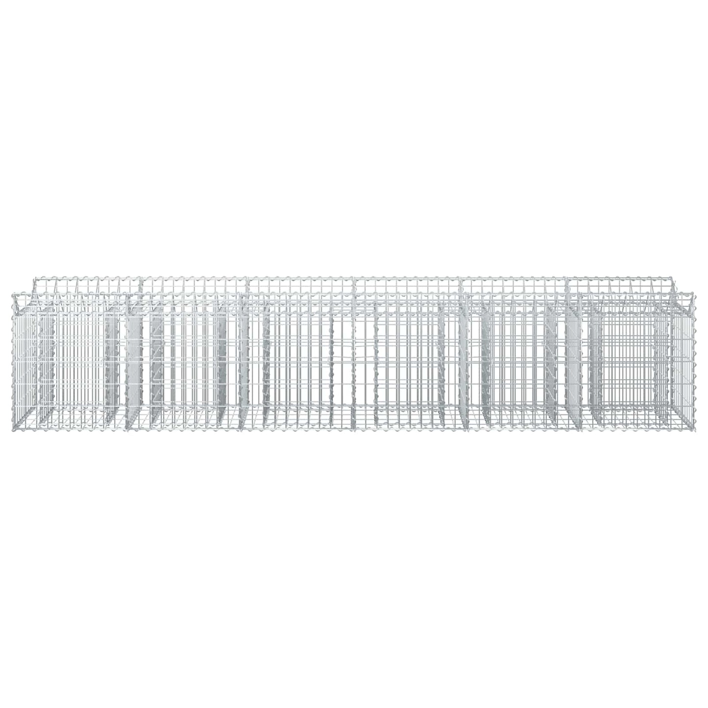 Letto rialzato in gabbione 2 pcs Argento 300 x 50 x 60 cm