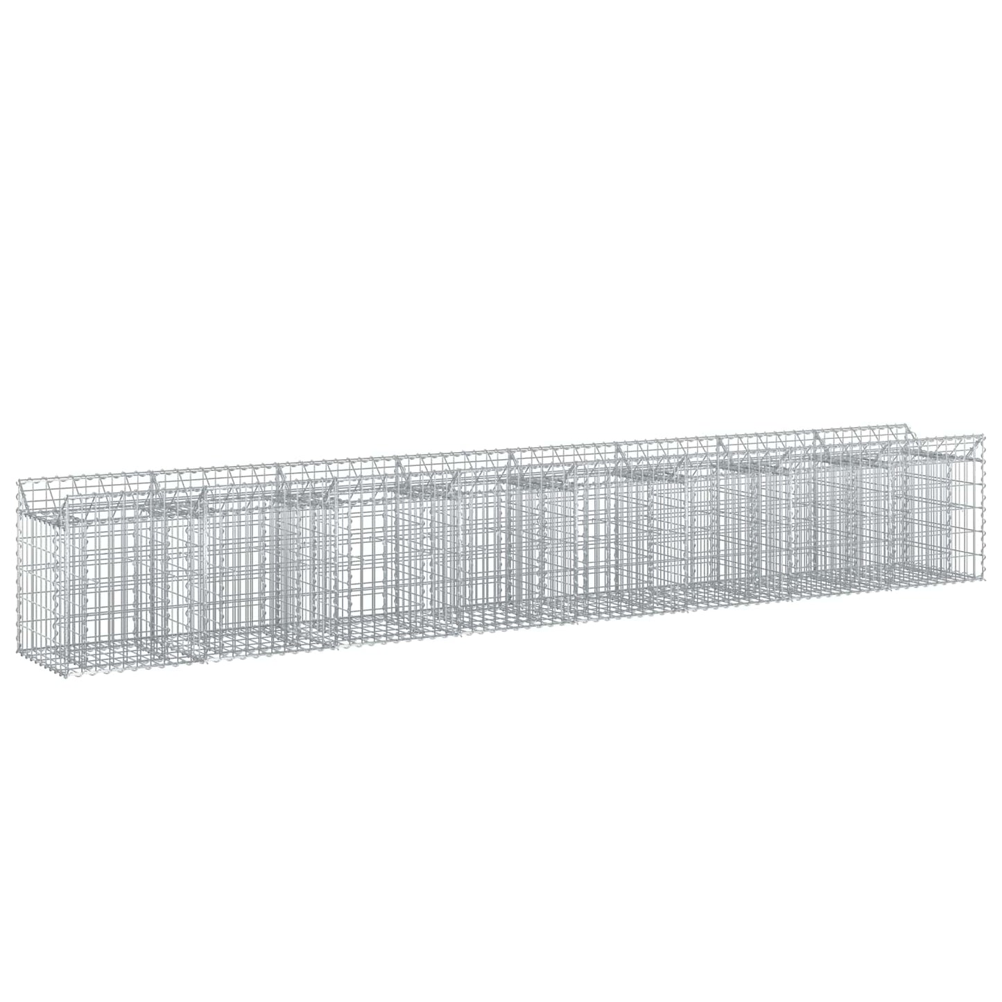 Letto rialzato in gabbione 2 pcs Argento 400 x 50 x 60 cm