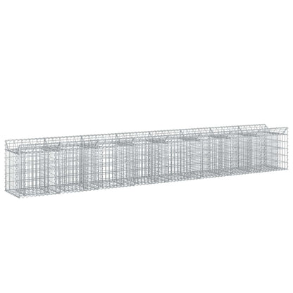 Letto rialzato in gabbione 2 pcs Argento 400 x 50 x 60 cm