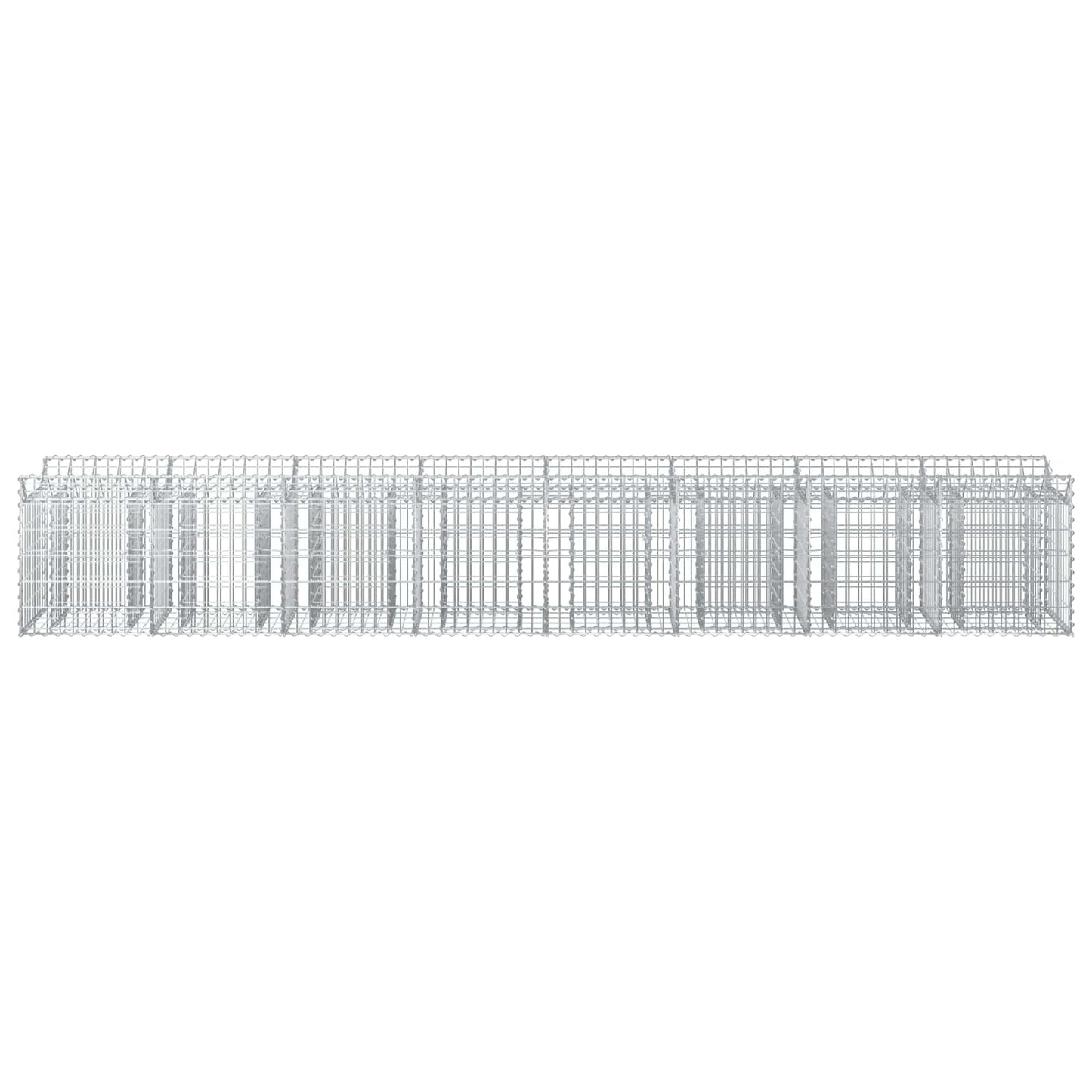 Letto rialzato in gabbione 2 pcs Argento 400 x 50 x 60 cm