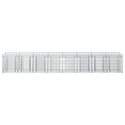 Letto rialzato in gabbione 2 pcs Argento 400 x 50 x 60 cm