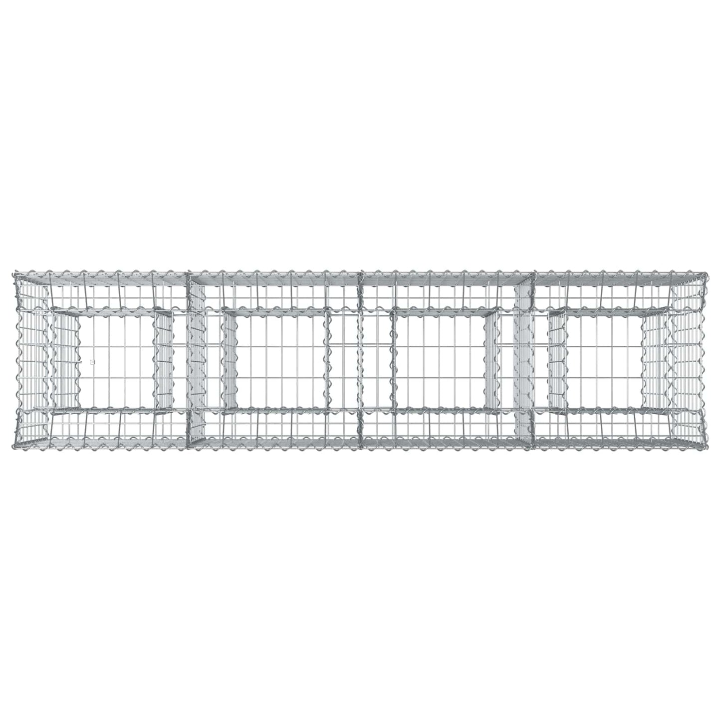 Letto rialzato in gabbione 2 pcs Argento 200 x 50 x 80 cm