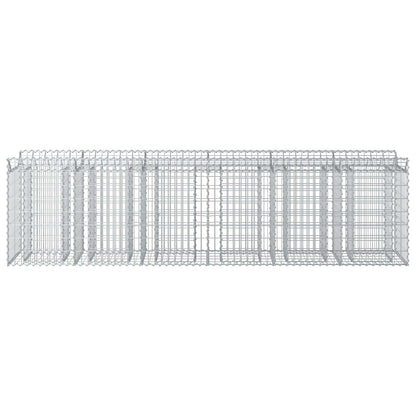 Letto rialzato in gabbione 2 pcs Argento 300 x 50 x 80 cm