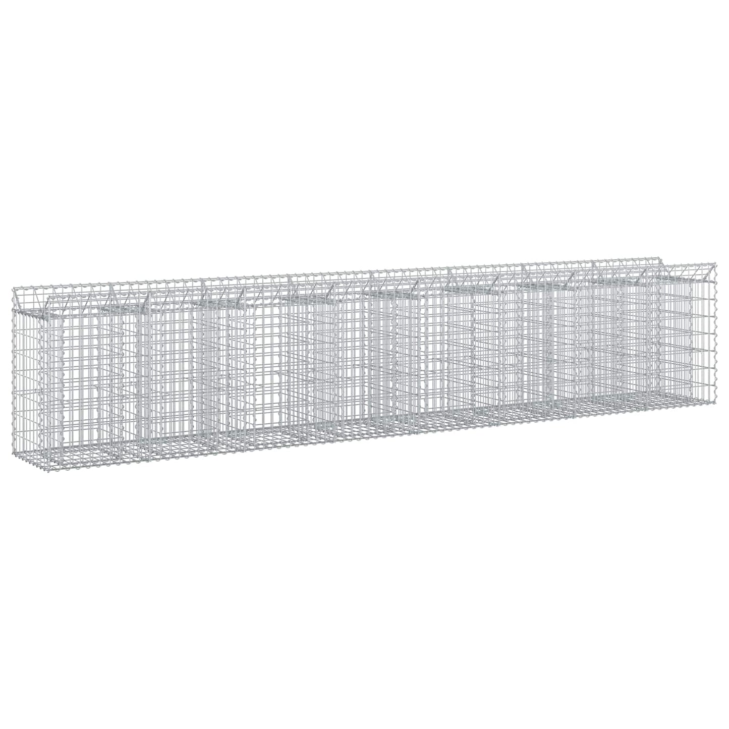 Letto rialzato in gabbione 3 pcs Argento 400 x 50 x 80 cm