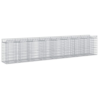 Letto rialzato in gabbione 3 pcs Argento 400 x 50 x 80 cm