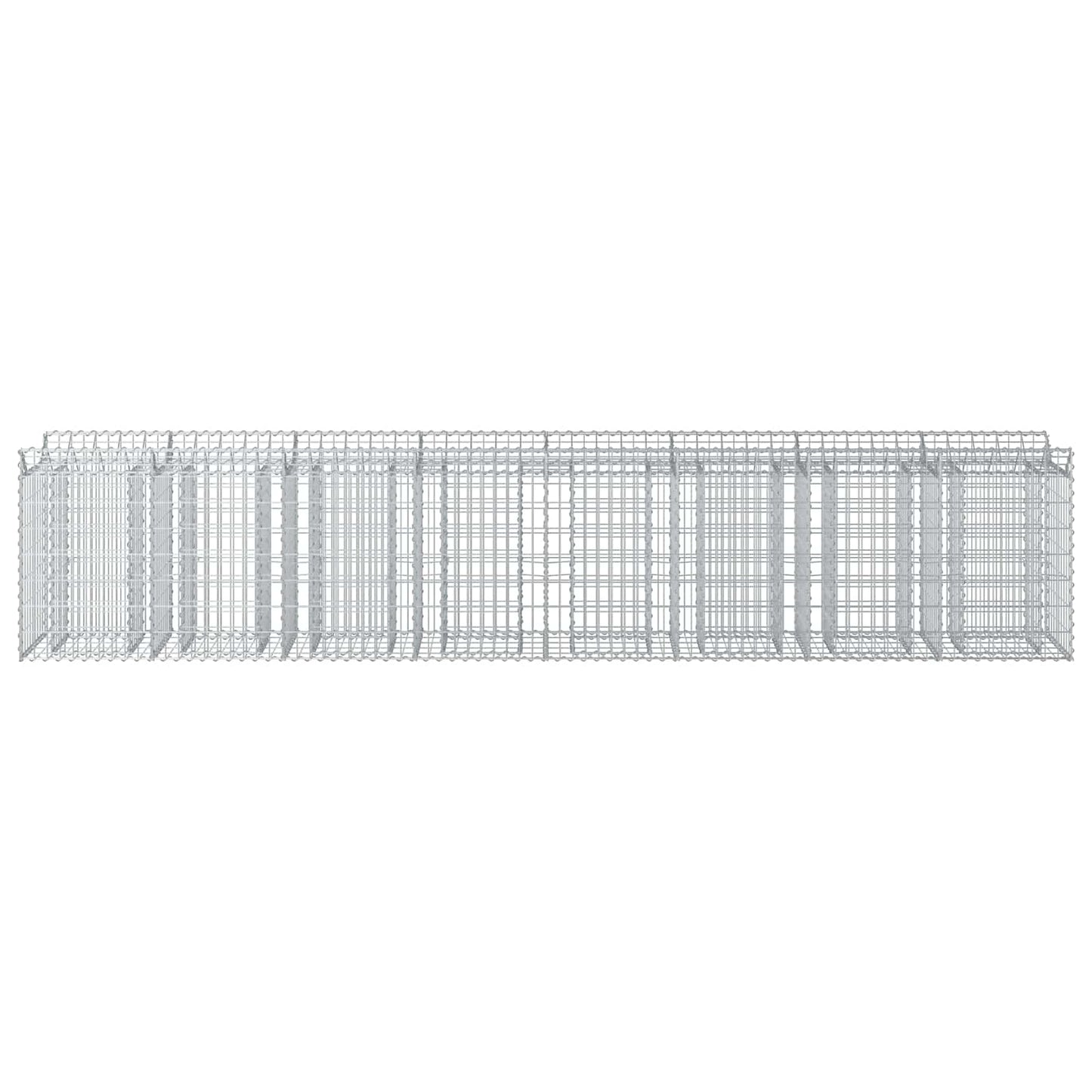 Letto rialzato in gabbione 3 pcs Argento 400 x 50 x 80 cm
